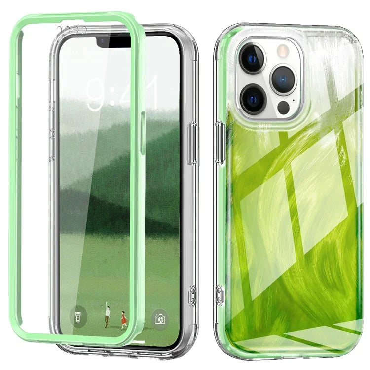 For iPhone 13 Pro Case PC+TPU Full Protection Feather Pattern Phone Cover