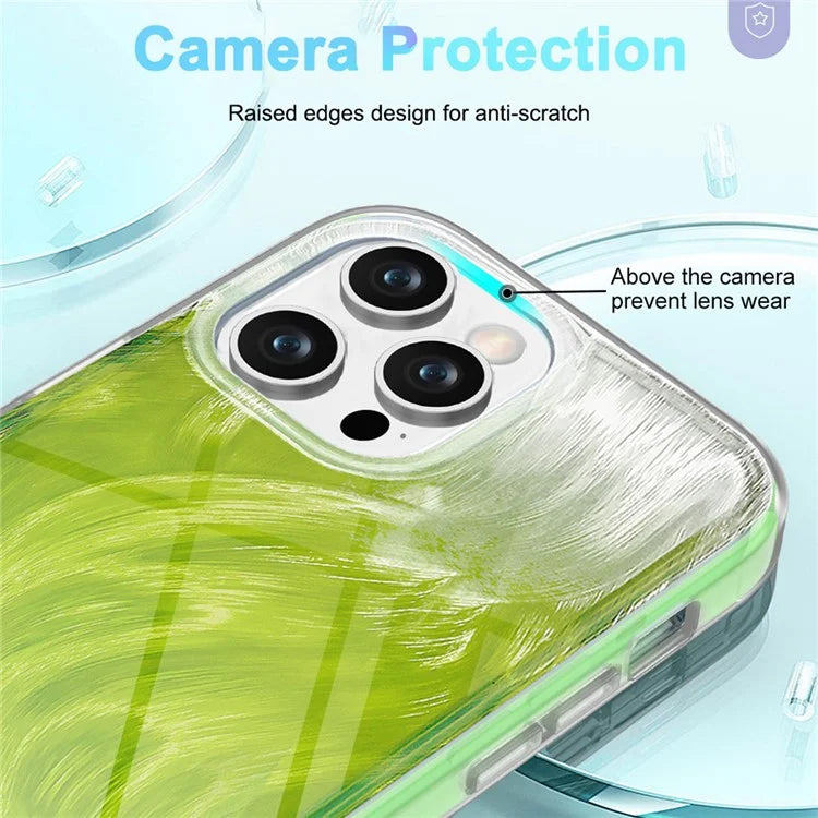 For iPhone 13 Pro Case PC+TPU Full Protection Feather Pattern Phone Cover