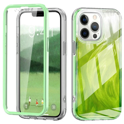 For iPhone 12 Pro Max Phone Case Feather Pattern PC+TPU Protective Gradient Cover