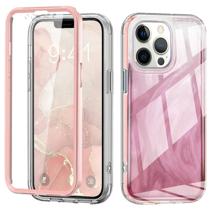 For iPhone 12 Pro Max Phone Case Feather Pattern PC+TPU Protective Gradient Cover