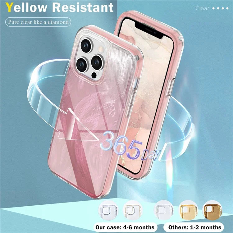 For iPhone 12 Pro Max Phone Case Feather Pattern PC+TPU Protective Gradient Cover