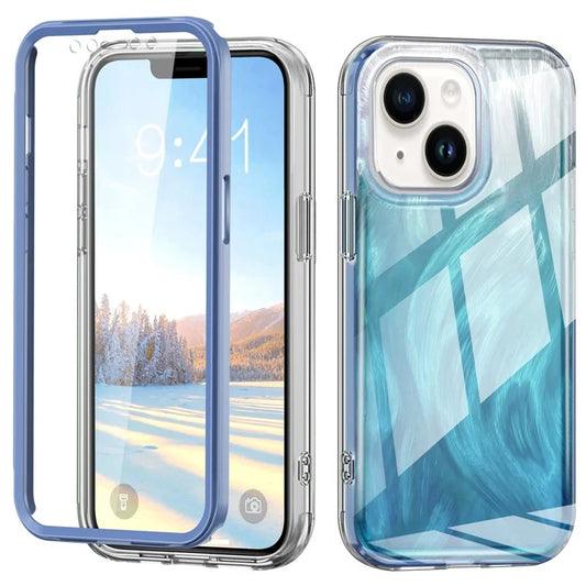 For iPhone 13 Case Feather Pattern PC+TPU Phone Cover All-Around Protection