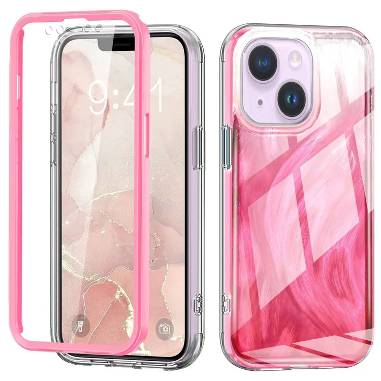 For iPhone 13 Case Feather Pattern PC+TPU Phone Cover All-Around Protection