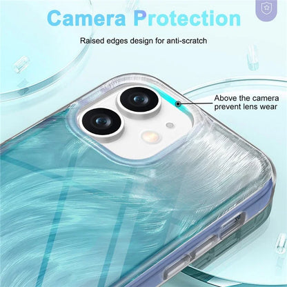 For iPhone 11 Feather Pattern Case Gradient PC+TPU Protective Phone Cover with Screen Protector