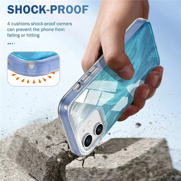 For iPhone 11 Feather Pattern Case Gradient PC+TPU Protective Phone Cover with Screen Protector