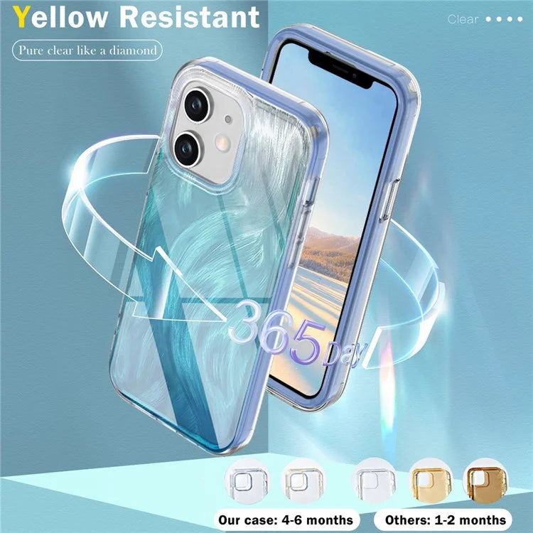 For iPhone 11 Feather Pattern Case Gradient PC+TPU Protective Phone Cover with Screen Protector