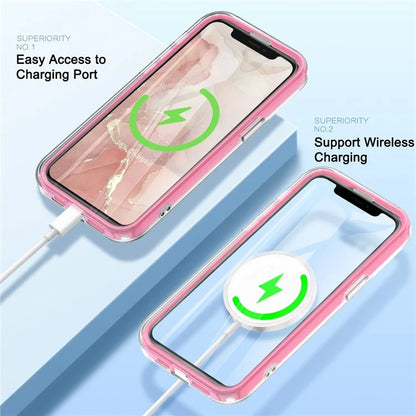 For iPhone 11 Feather Pattern Case Gradient PC+TPU Protective Phone Cover with Screen Protector