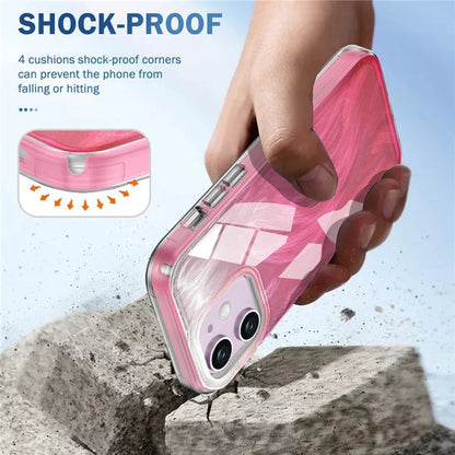 For iPhone 11 Feather Pattern Case Gradient PC+TPU Protective Phone Cover with Screen Protector