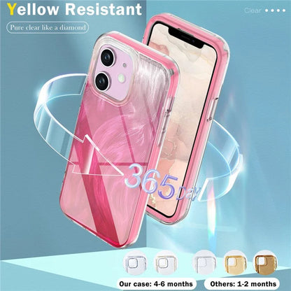 For iPhone 11 Feather Pattern Case Gradient PC+TPU Protective Phone Cover with Screen Protector