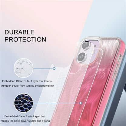 For iPhone 11 Feather Pattern Case Gradient PC+TPU Protective Phone Cover with Screen Protector