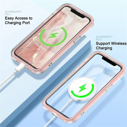 For iPhone 11 Feather Pattern Case Gradient PC+TPU Protective Phone Cover with Screen Protector