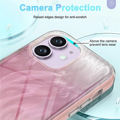 For iPhone 11 Feather Pattern Case Gradient PC+TPU Protective Phone Cover with Screen Protector