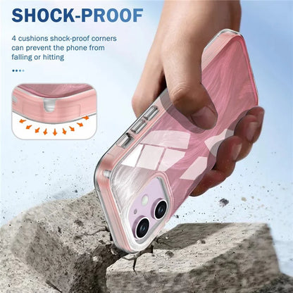 For iPhone 11 Feather Pattern Case Gradient PC+TPU Protective Phone Cover with Screen Protector