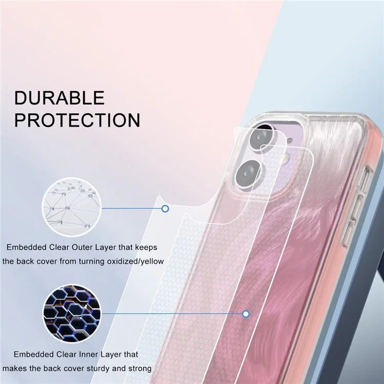 For iPhone 11 Feather Pattern Case Gradient PC+TPU Protective Phone Cover with Screen Protector