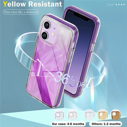 For iPhone 11 Feather Pattern Case Gradient PC+TPU Protective Phone Cover with Screen Protector