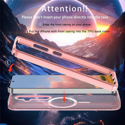 For Samsung Galaxy S24 Clear Case PC+TPU Magnetic Phone Cover with PET Screen Film