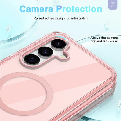 For Samsung Galaxy S24 Clear Case PC+TPU Magnetic Phone Cover with PET Screen Film