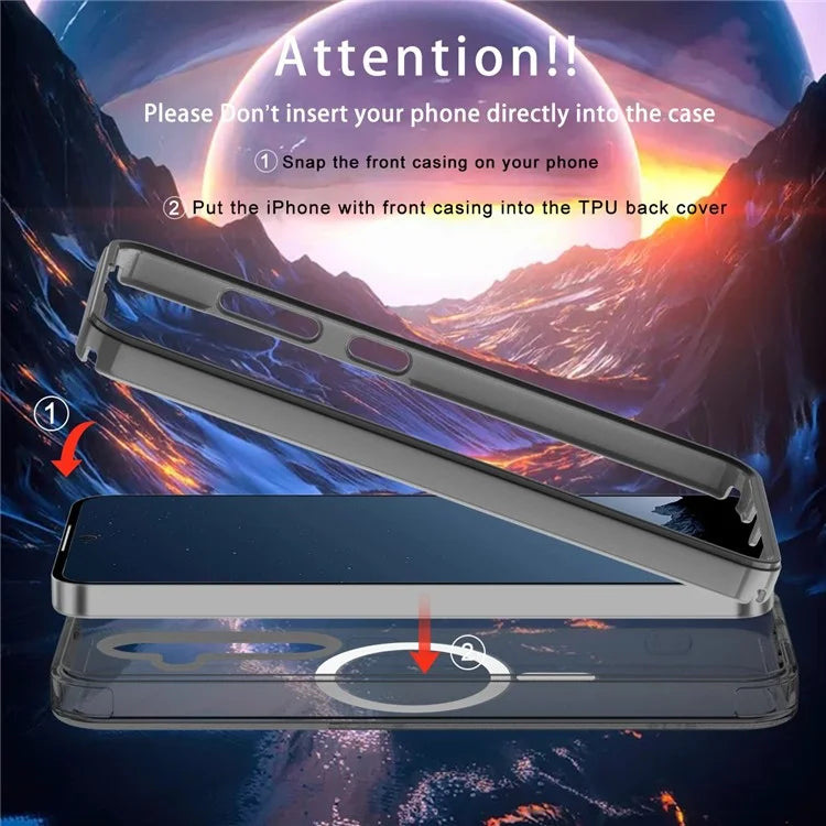 For Samsung Galaxy S24 Clear Case PC+TPU Magnetic Phone Cover with PET Screen Film