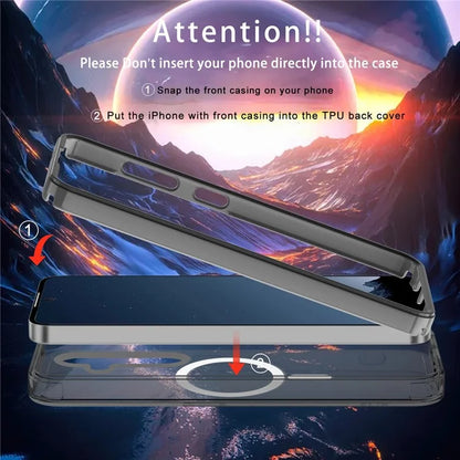 For Samsung Galaxy S24 Clear Case PC+TPU Magnetic Phone Cover with PET Screen Film