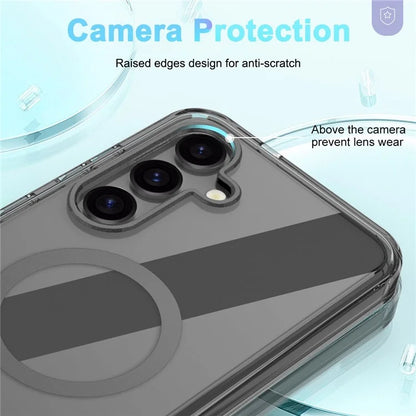 For Samsung Galaxy S24 Clear Case PC+TPU Magnetic Phone Cover with PET Screen Film