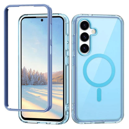 For Samsung Galaxy S24 Clear Case PC+TPU Magnetic Phone Cover with PET Screen Film
