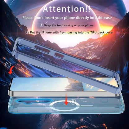For Samsung Galaxy S24 Clear Case PC+TPU Magnetic Phone Cover with PET Screen Film
