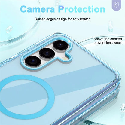 For Samsung Galaxy S24 Clear Case PC+TPU Magnetic Phone Cover with PET Screen Film
