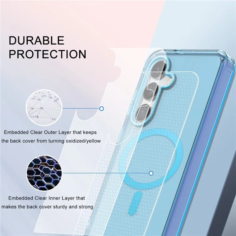 For Samsung Galaxy S24 Clear Case PC+TPU Magnetic Phone Cover with PET Screen Film