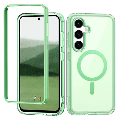 For Samsung Galaxy S24 Clear Case PC+TPU Magnetic Phone Cover with PET Screen Film