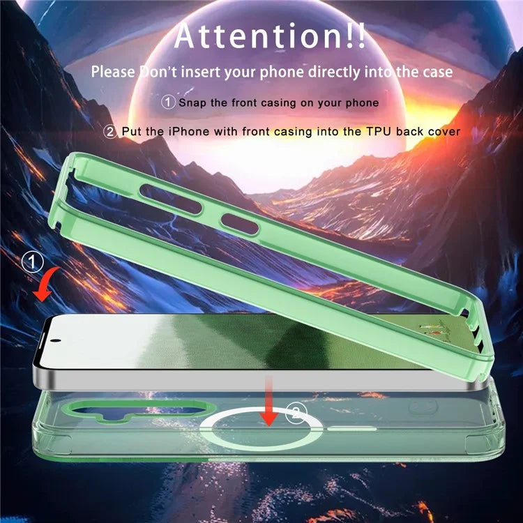 For Samsung Galaxy S24 Clear Case PC+TPU Magnetic Phone Cover with PET Screen Film