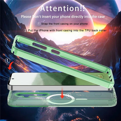 For Samsung Galaxy S24 Clear Case PC+TPU Magnetic Phone Cover with PET Screen Film