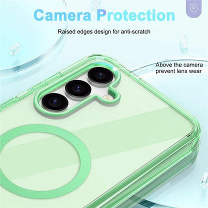 For Samsung Galaxy S24 Clear Case PC+TPU Magnetic Phone Cover with PET Screen Film