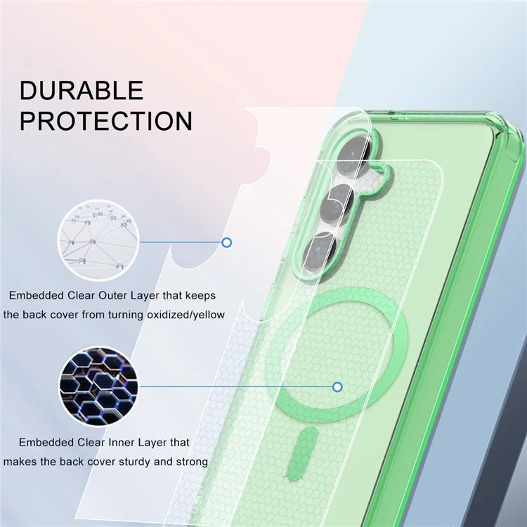 For Samsung Galaxy S24 Clear Case PC+TPU Magnetic Phone Cover with PET Screen Film
