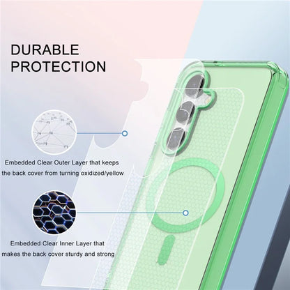 For Samsung Galaxy S24 Clear Case PC+TPU Magnetic Phone Cover with PET Screen Film