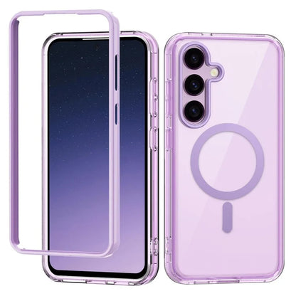 For Samsung Galaxy S24 Clear Case PC+TPU Magnetic Phone Cover with PET Screen Film