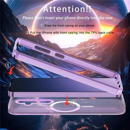 For Samsung Galaxy S24 Clear Case PC+TPU Magnetic Phone Cover with PET Screen Film