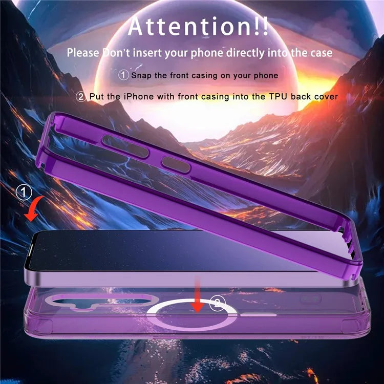 For Samsung Galaxy S24 Clear Case PC+TPU Magnetic Phone Cover with PET Screen Film