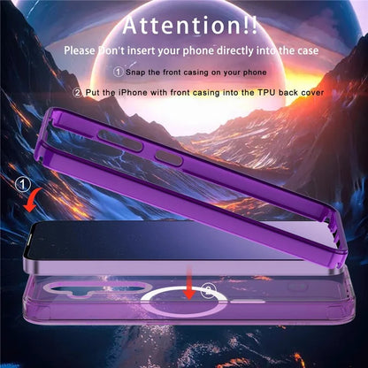 For Samsung Galaxy S24 Clear Case PC+TPU Magnetic Phone Cover with PET Screen Film