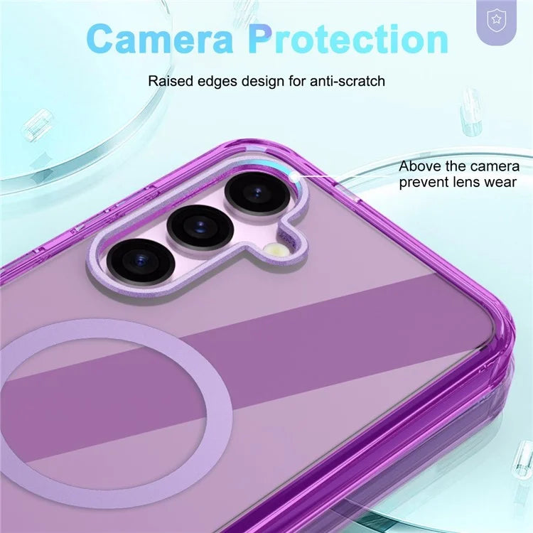 For Samsung Galaxy S24 Clear Case PC+TPU Magnetic Phone Cover with PET Screen Film