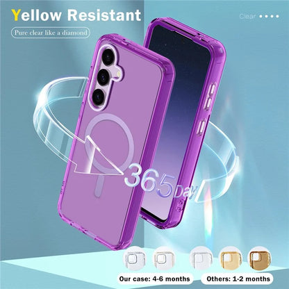 For Samsung Galaxy S24 Clear Case PC+TPU Magnetic Phone Cover with PET Screen Film