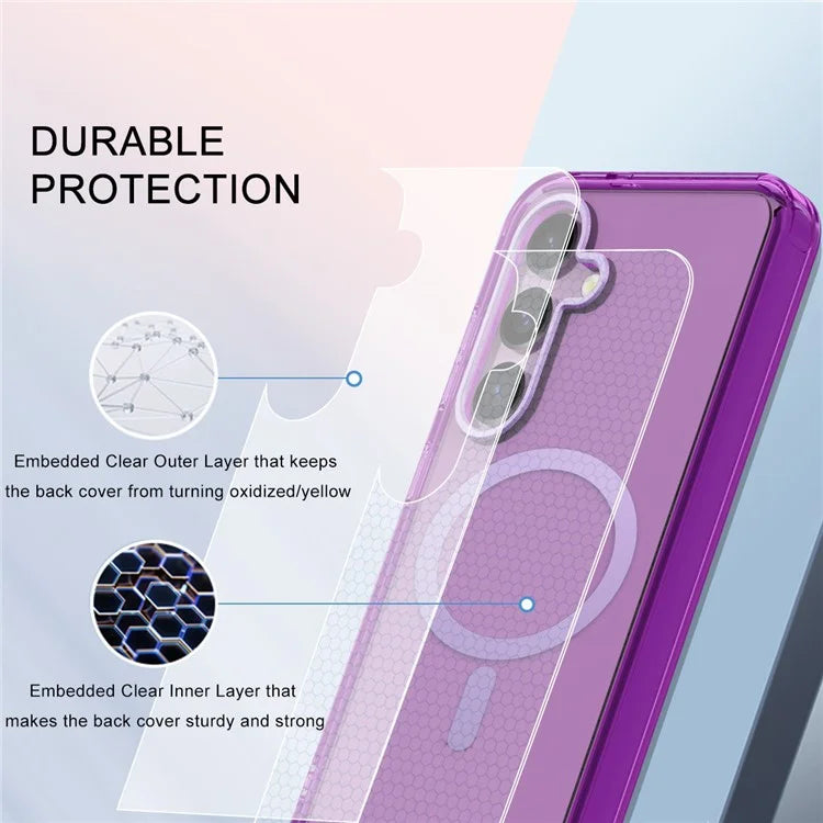 For Samsung Galaxy S24 Clear Case PC+TPU Magnetic Phone Cover with PET Screen Film