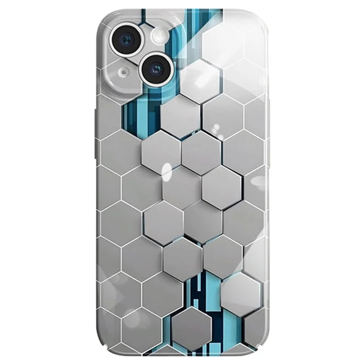 For iPhone 14 Case Hard PC+Soft Silicone Phone Cover with Honeycomb Pattern