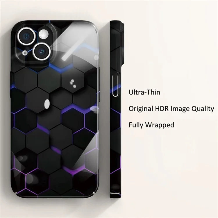 For iPhone 15 Cell Phone Case Bump Proof Hard PC Honeycomb Pattern Cover