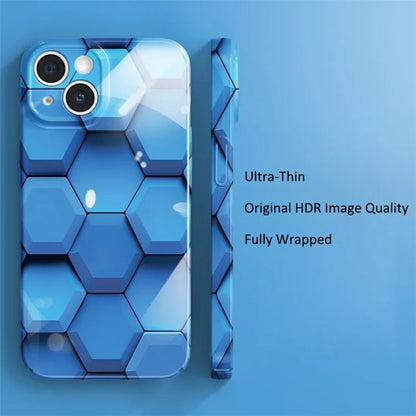 For iPhone 15 Cell Phone Case Bump Proof Hard PC Honeycomb Pattern Cover