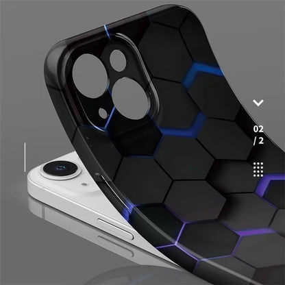 For iPhone 15 Cell Phone Case Bump Proof Hard PC Honeycomb Pattern Cover