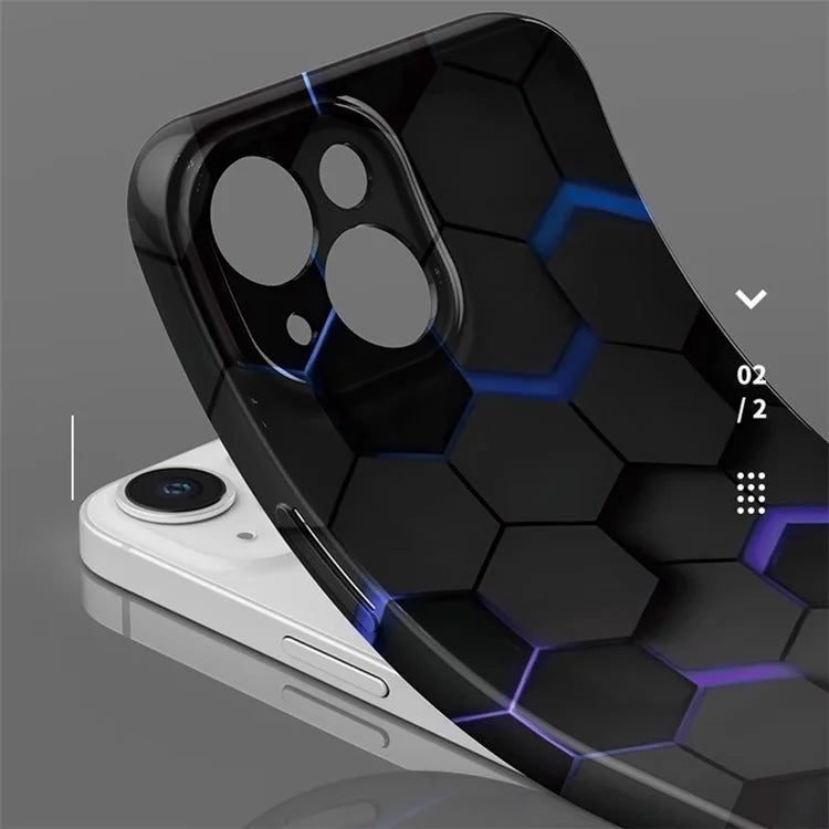 For iPhone 14  PC Case Honeycomb Pattern Drop-resistant Cell Phone Cover