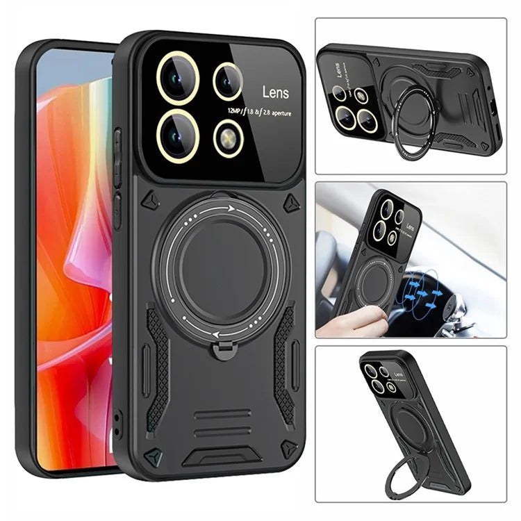 For Xiaomi Redmi Note 13 Pro 5G / Poco X6 5G Magnetic Case PC+TPU Phone Cover with Kickstand