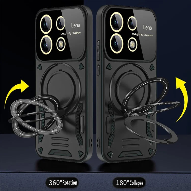 For Xiaomi Redmi Note 13 Pro 5G / Poco X6 5G Magnetic Case PC+TPU Phone Cover with Kickstand