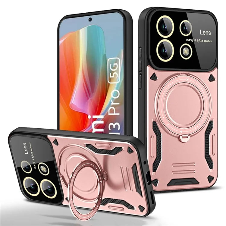 For Xiaomi Redmi Note 13 Pro 5G / Poco X6 5G Magnetic Case PC+TPU Phone Cover with Kickstand
