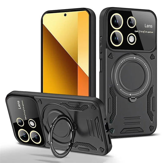 For Xiaomi Redmi Note 13 4G Magnetic Phone Cover PC+TPU Back Case with Metal Kickstand